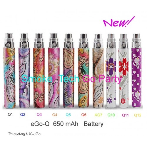 Cheap Embossed Colorful eGo Q 650mAh Battery 5PC x 10.4 USD GIFT 1pc usb charger free shipping