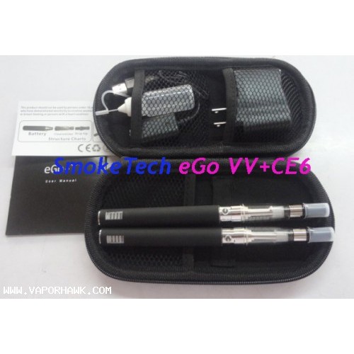 Promotion 3.2-3.7-4.2V varies voltage EGO-VV CE6 changable replacement coil clearomizer-LED 900mah battery-electronic cigarette starter kit with eGo Portable leather case x1set 43.2USD Free Shipping