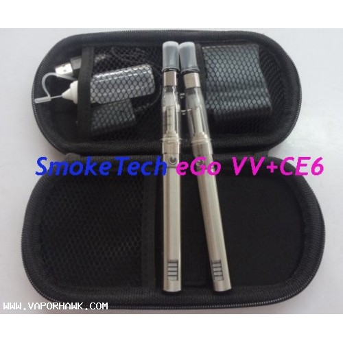 Promotion 3.2-3.7-4.2V varies voltage EGO-VV CE6 changable replacement coil clearomizer-LED 900mah battery-electronic cigarette starter kit with eGo Portable leather case x1set 43.2USD Free Shipping