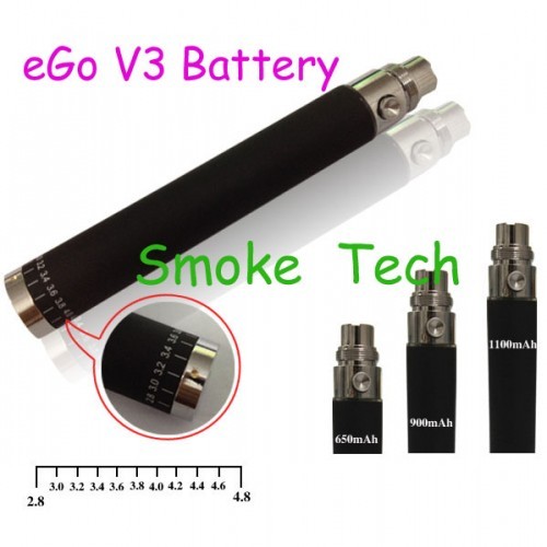 Newest eGo-V3 2.8V-4.2V Varies Voltage Electronic Cigarette Battery 1100mAh 10pcs Free Shipping